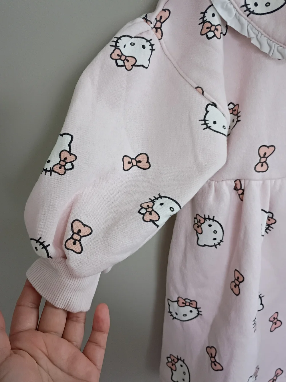 H&M Sanrio Collab, Light Pink Long-Sleeve Nightgown Dress with Peter Pan Collar